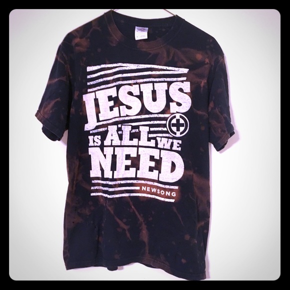 Other - Black Custom Bleached/Distressed Jesus T-shirt
